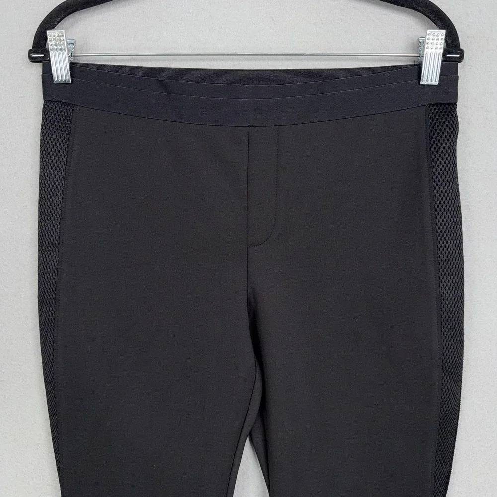 Elie Tahari Leggings Womens Medium Black Mid Rise Ankle Knit Side Stripe Stretch - Picture 2 of 12